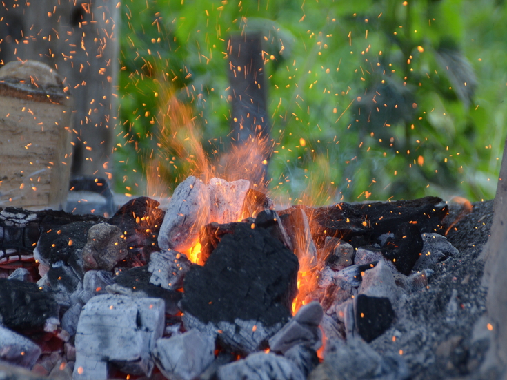 Fires for cooking in the Anglo-Saxon Village